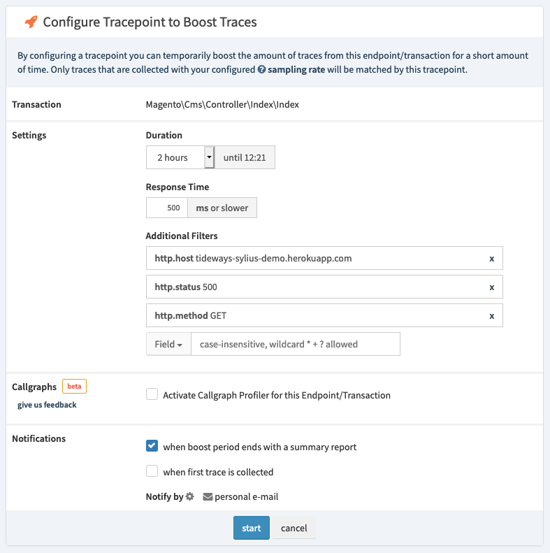 configure tracepoint with multiple filters to boost traces