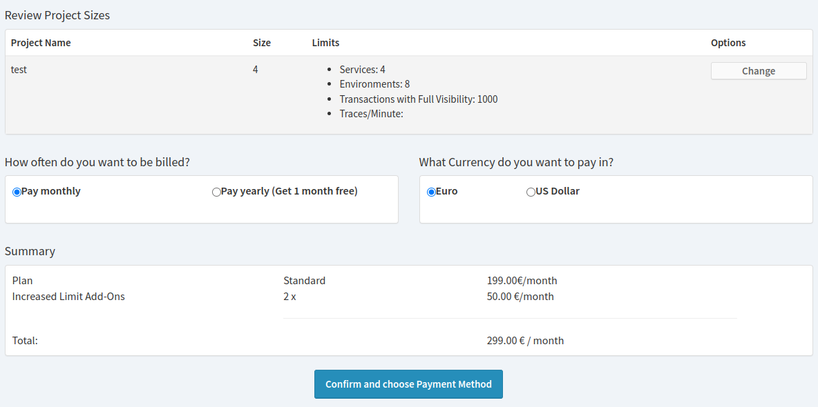 choose Interval and Currency