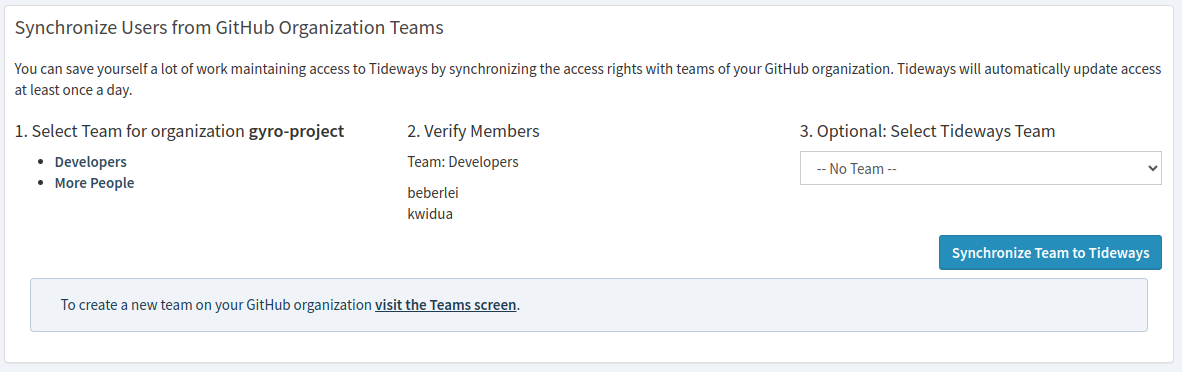 create team from github organization team