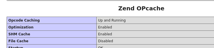 Zend Opcache Extension in phpinfo()