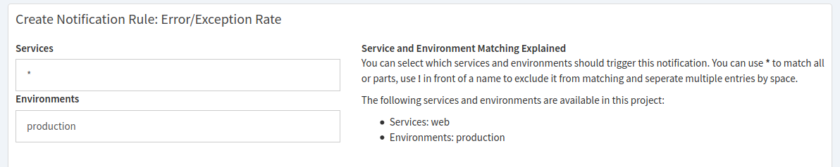 Filter Services/Environments