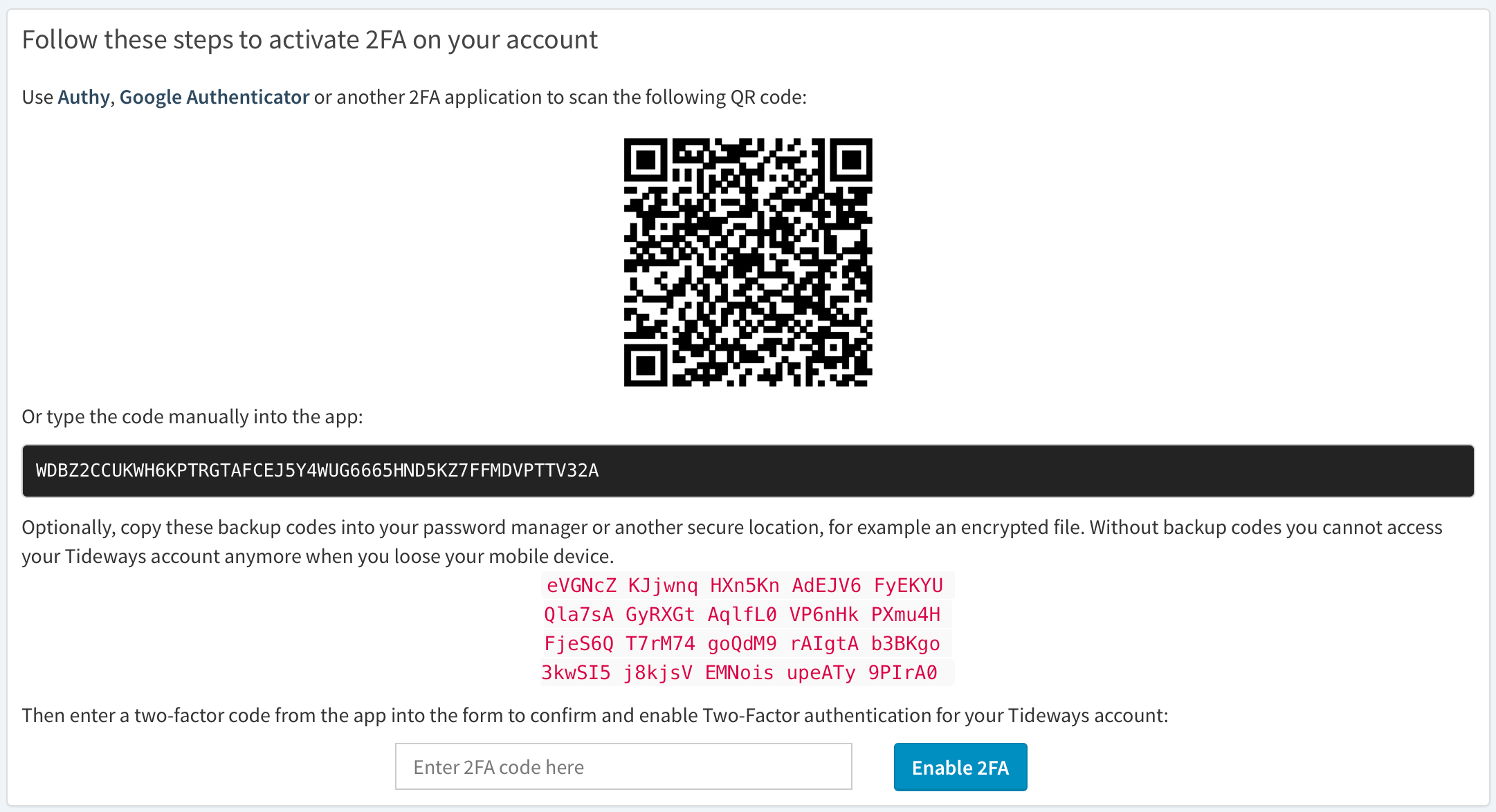 Enable Two-Factor Authentication