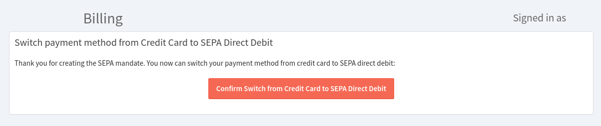 Confirm Switch To SEPA