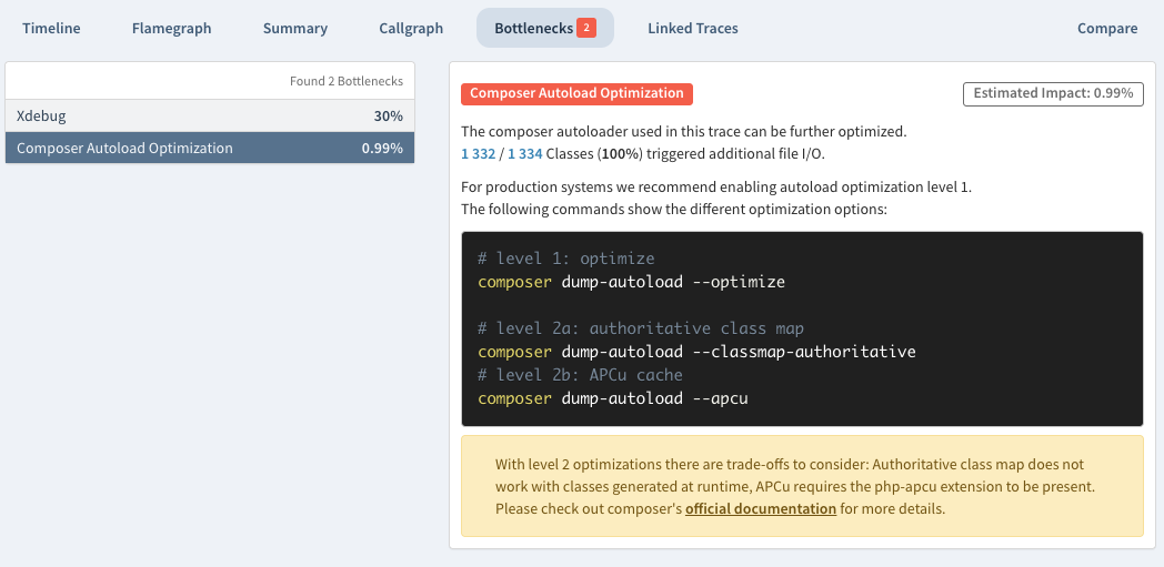 Viewing bottlenecks in your application in Tideways