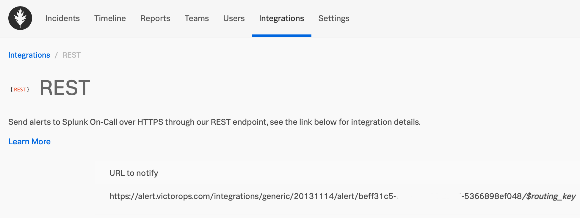 Copy URL in Integrations REST settings.